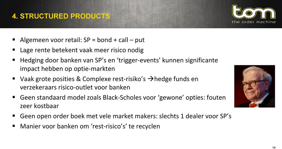 s hedge funds en verzekeraars risico-outlet voor banken Geen standaard model zoals Black-Scholes voor gewone opties: fouten