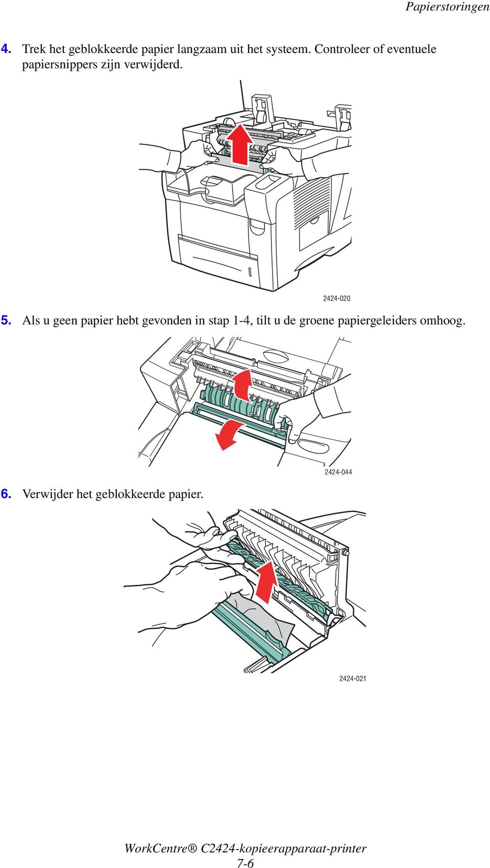 Controleer of eventuele papiersnippers zijn verwijderd. 2424-020 5.