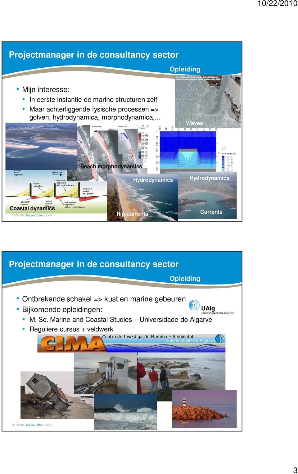 .. Waves Beach morphodynamics Hydrodynamics Hydrodynamics Coastal dynamics 22-Oct-10 / Nieuwe footer/ slide 5