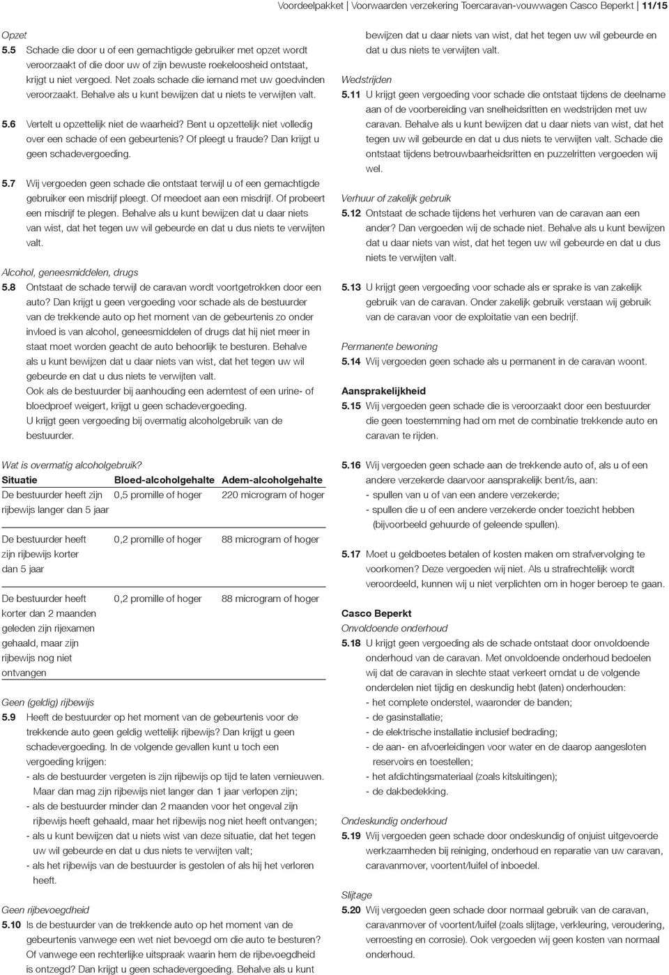 Net zoals schade die iemand met uw goedvinden veroorzaakt. Behalve als u kunt bewijzen dat u niets te verwijten valt. 5.6 Vertelt u opzettelijk niet de waarheid?