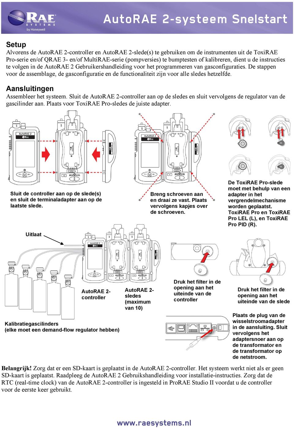 De stappen voor de assemblage, de gasconfiguratie en de functionaliteit zijn voor alle sledes hetzelfde. Aansluitingen Assembleer het systeem.