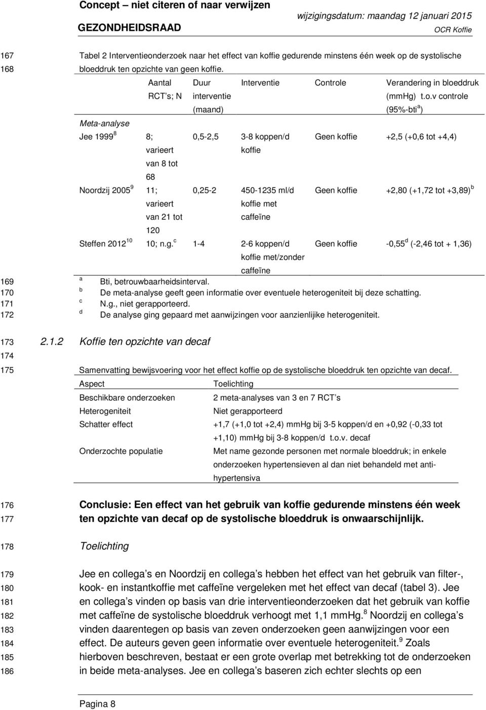 Aantal RCT s; N Meta-analyse Jee 1999 8 8; varieert van 8 tot