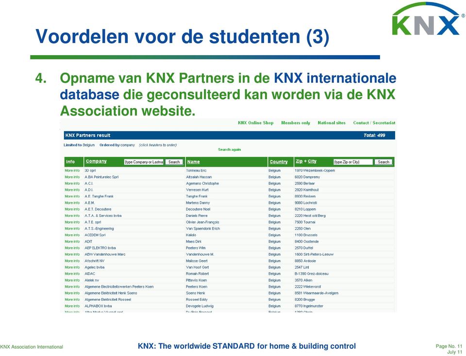 database die geconsulteerd kan worden via de KNX
