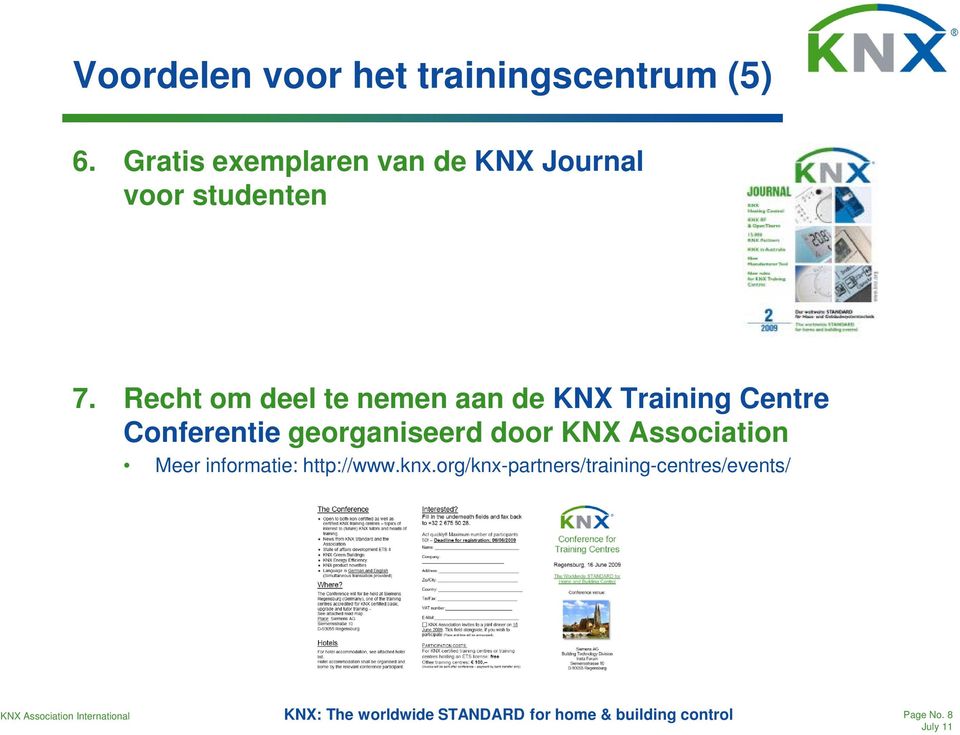 Recht om deel te nemen aan de KNX Training Centre Conferentie