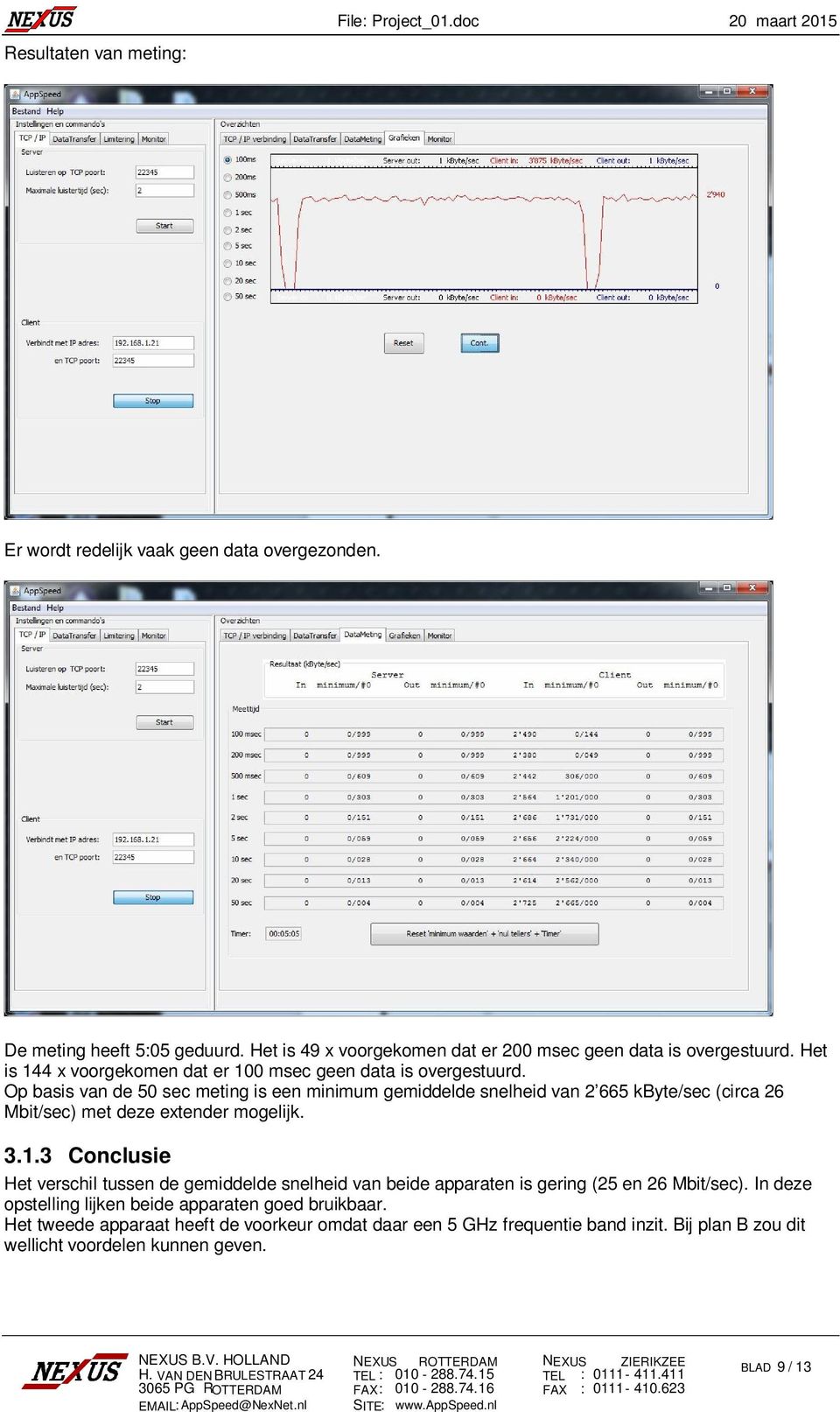 Op basis van de 50 sec meting is een minimum gemiddelde snelheid van 2 665 kbyte/sec (circa 26 Mbit/sec) met deze extender mogelijk. 3.1.