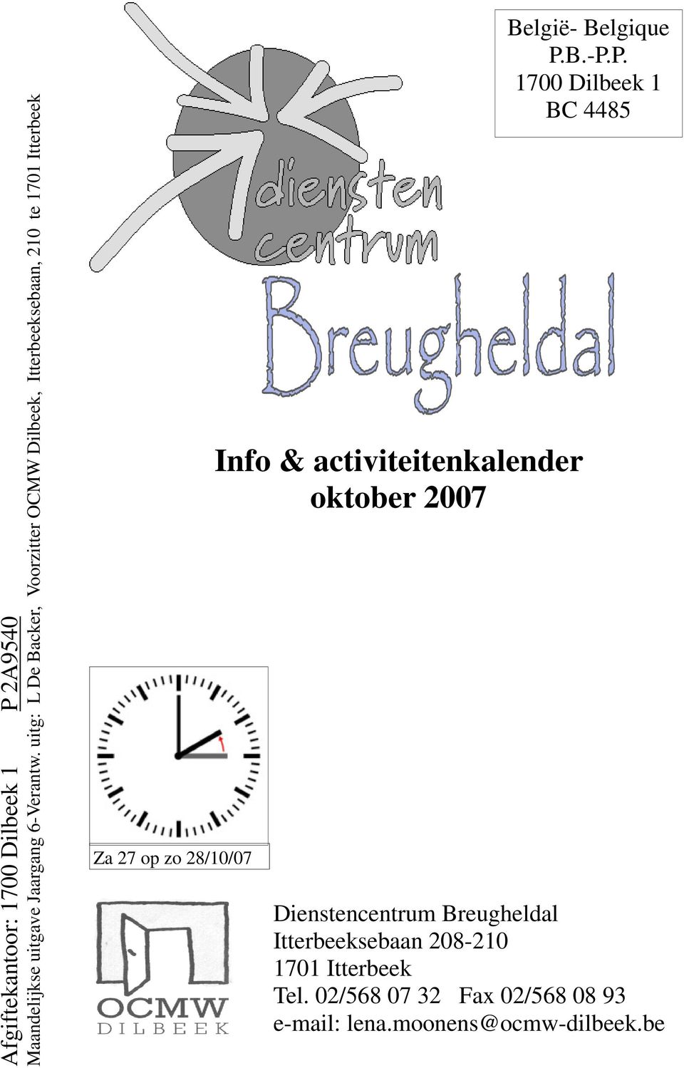 Info & activiteitenkalender oktober 2007 België- Belgique P.