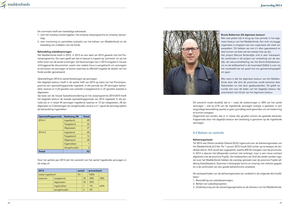 Behandeling subsidieaanvragen Het Waddenfonds heeft in 2012, in 2013 en een deel van 2014 gewerkt met het Pioniersprogramma.