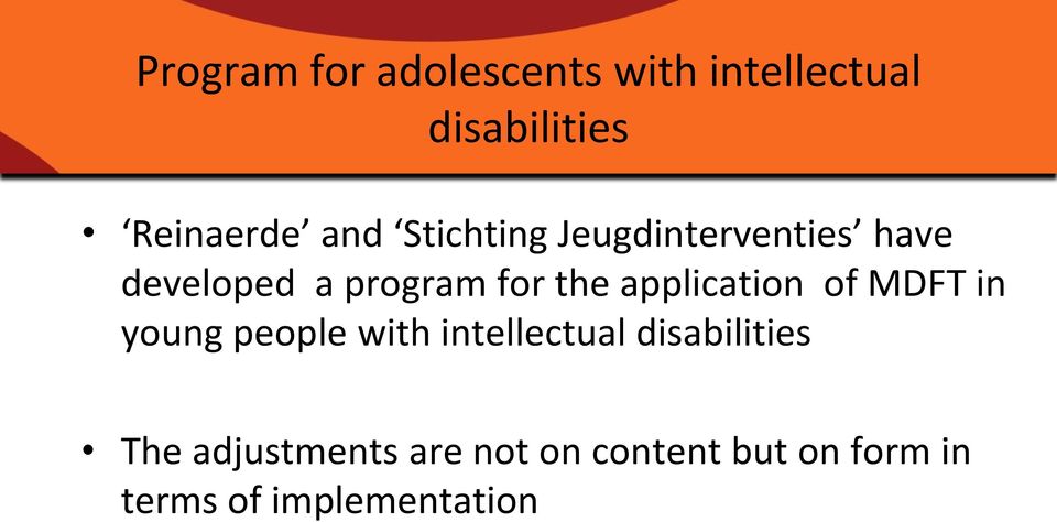 application of MDFT in young people with intellectual disabilities