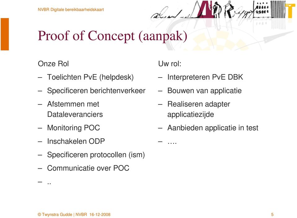 Specificeren protocollen (ism) Communicatie over POC.