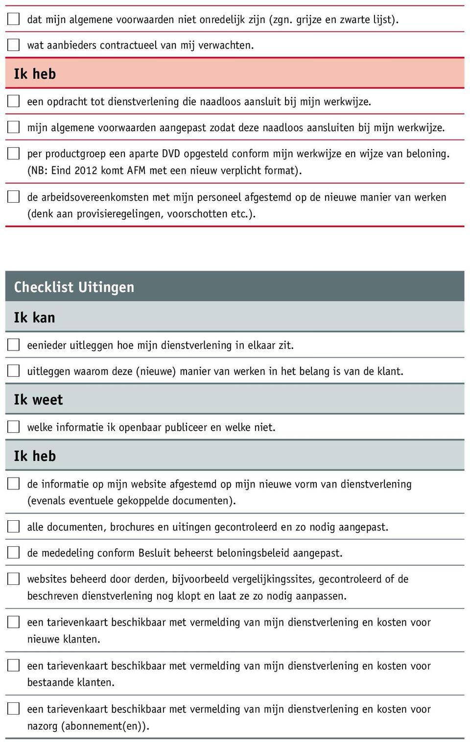 per productgroep een aparte DVD opgesteld conform mijn werkwijze en wijze van beloning. (NB: Eind 2012 komt AFM met een nieuw verplicht format).