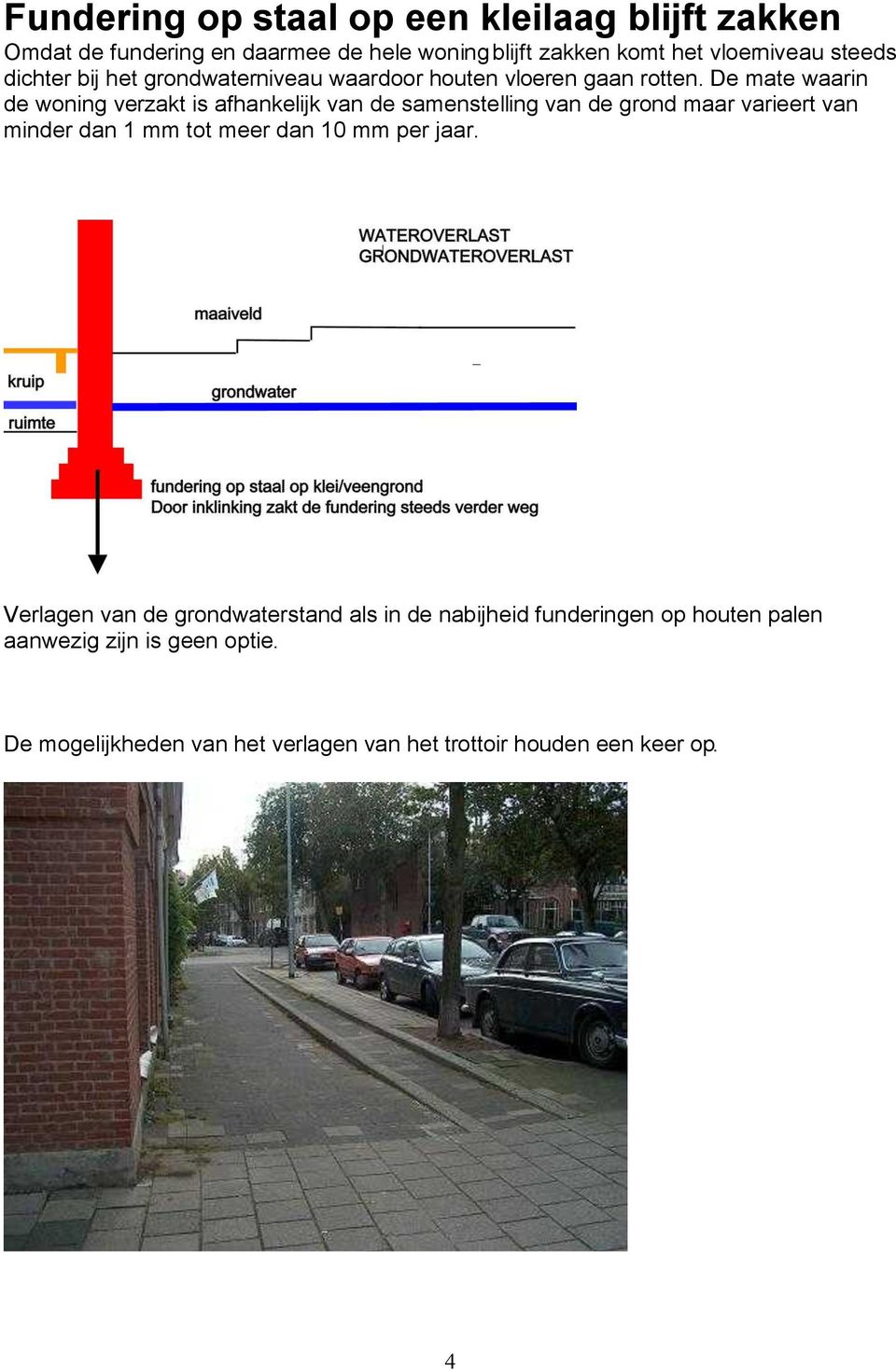 De mate waarin de woning verzakt is afhankelijk van de samenstelling van de grond maar varieert van minder dan 1 mm tot meer dan 10