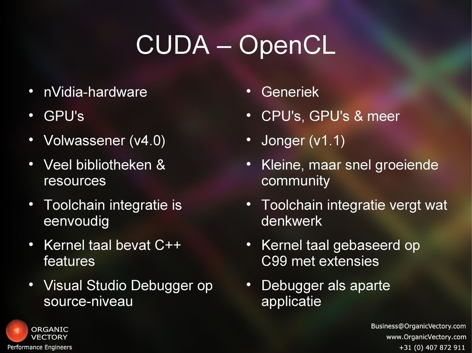 features Visual Studio Debugger op source-niveau Kleine, maar snel groeiende community