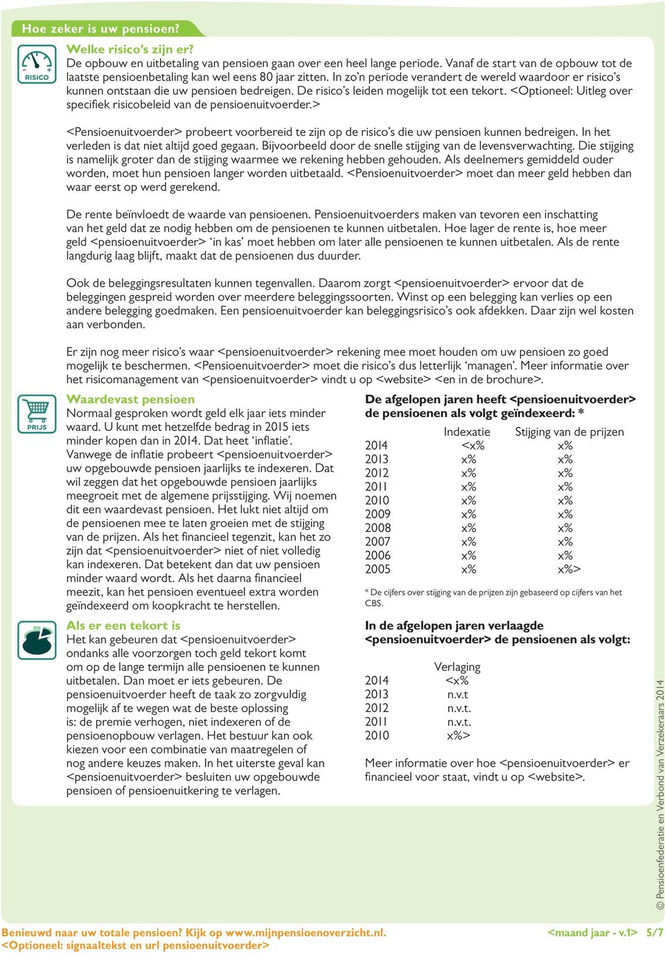 De risico s leiden mogelijk tot een tekort. <Optioneel: Uitleg over specifi ek risicobeleid van de pensioenuitvoerder.