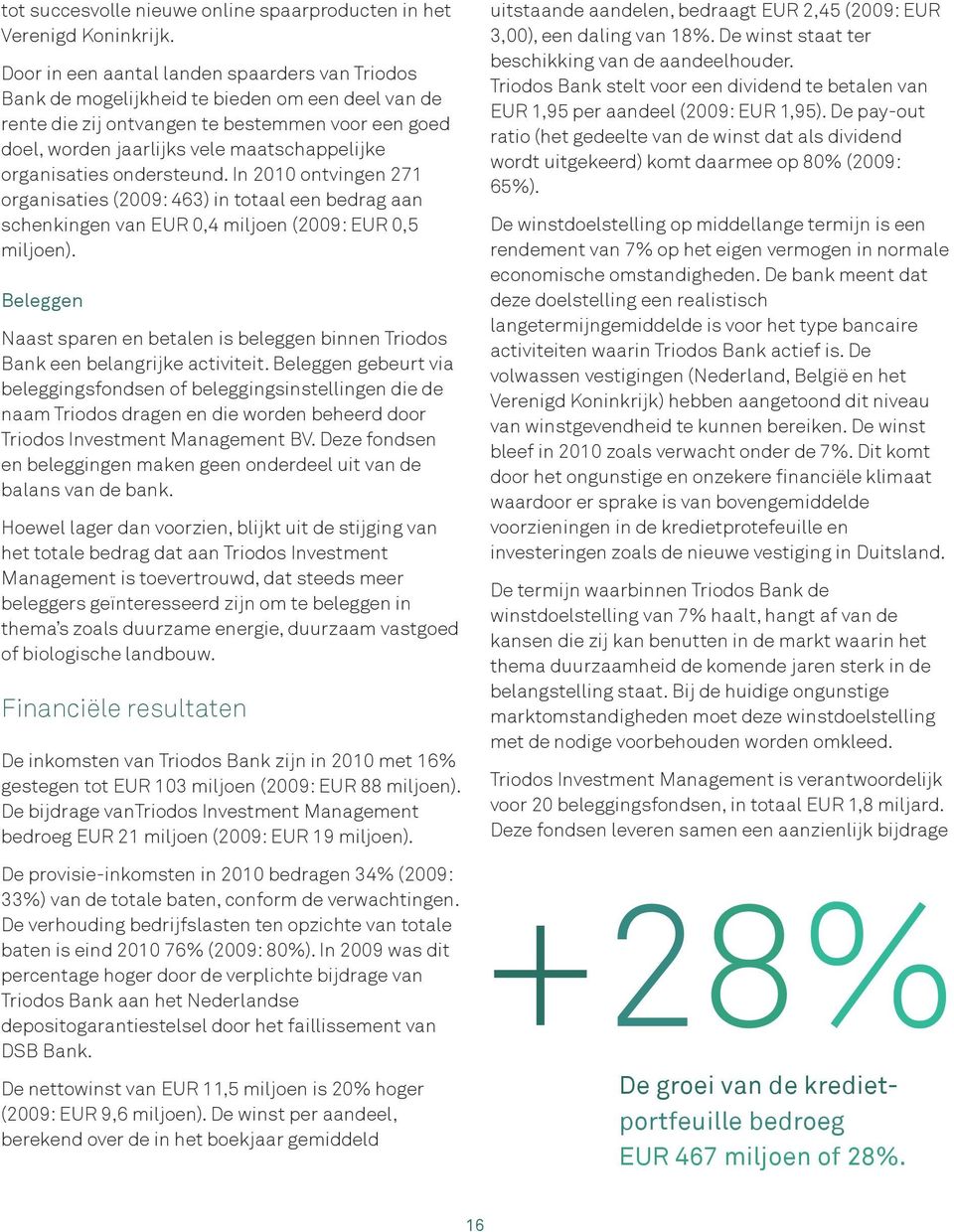 organisaties ondersteund. In 2010 ontvingen 271 organisaties (2009: 463) in totaal een bedrag aan schenkingen van EUR 0,4 miljoen (2009: EUR 0,5 miljoen).