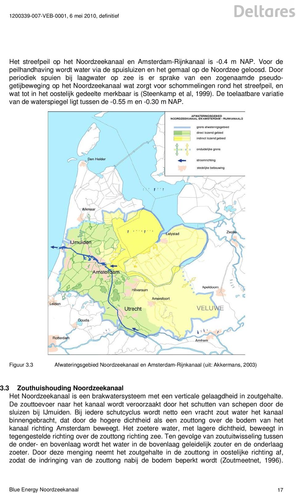 gedeelte merkbaar is (Steenkamp et al, 1999). De toelaatbare variatie van de waterspiegel ligt tussen de -0.55 m en -0.30 m NAP. Figuur 3.