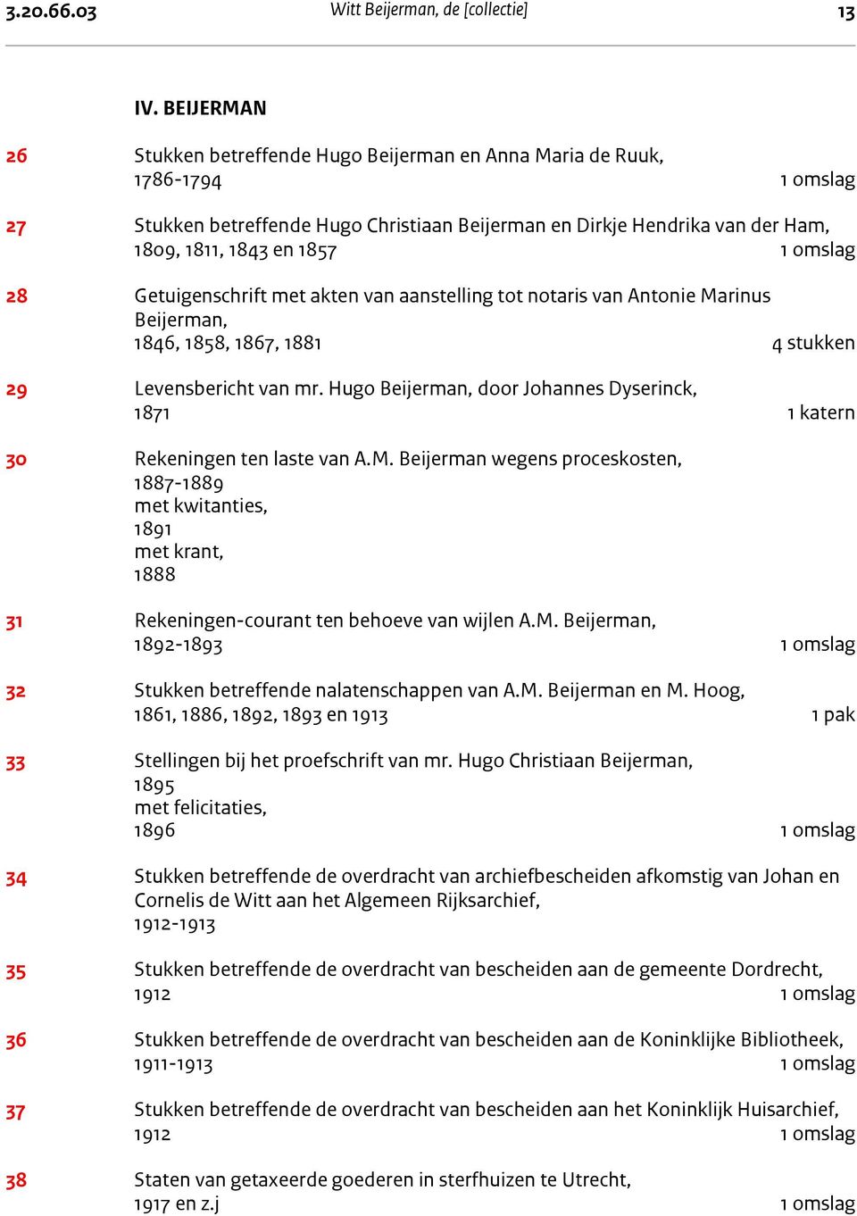 omslag 28 Getuigenschrift met akten van aanstelling tot notaris van Antonie Marinus Beijerman, 1846, 1858, 1867, 1881 4 stukken 29 Levensbericht van mr.