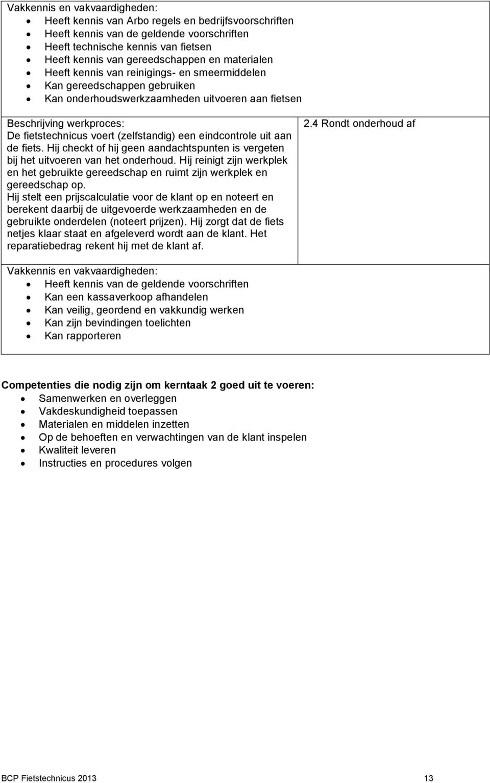 Hij checkt of hij geen aandachtspunten is vergeten bij het uitvoeren van het onderhoud. Hij reinigt zijn werkplek en het gebruikte gereedschap en ruimt zijn werkplek en gereedschap op.