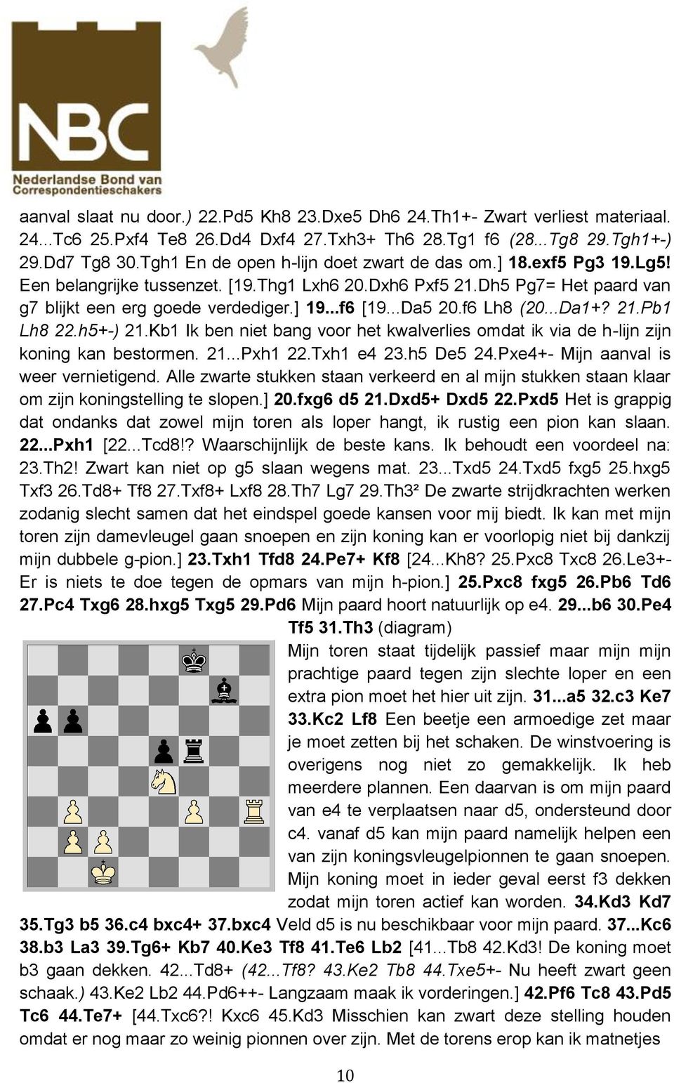 ..Da5 20.f6 Lh8 (20...Da1+? 21.Pb1 Lh8 22.h5+-) 21.Kb1 Ik ben niet bang voor het kwalverlies omdat ik via de h-lijn zijn koning kan bestormen. 21...Pxh1 22.Txh1 e4 23.h5 De5 24.