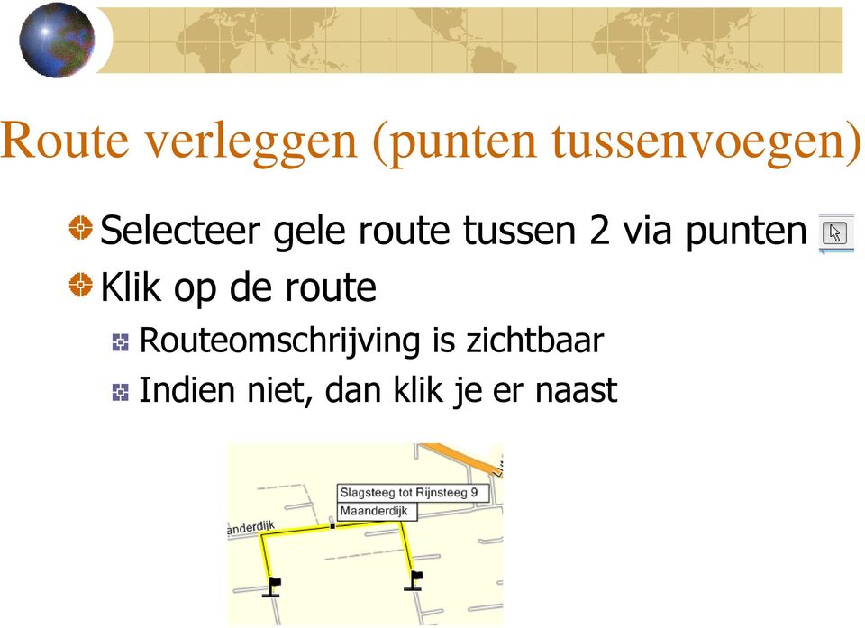 punten Klik op de route