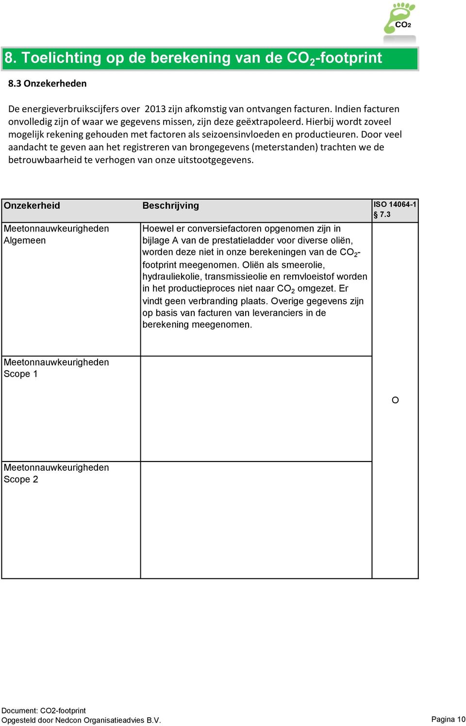 Door veel aandacht te geven aan het registreren van brongegevens (meterstanden) trachten we de betrouwbaarheid te verhogen van onze uitstootgegevens.