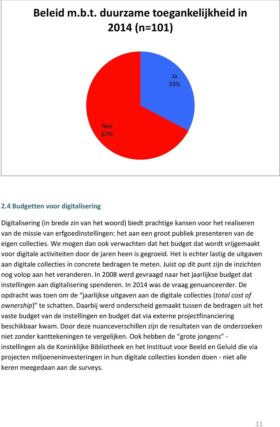 de eigen collecties. We mogen dan ook verwachten dat het budget dat wordt vrijgemaakt voor digitale activiteiten door de jaren heen is gegroeid.