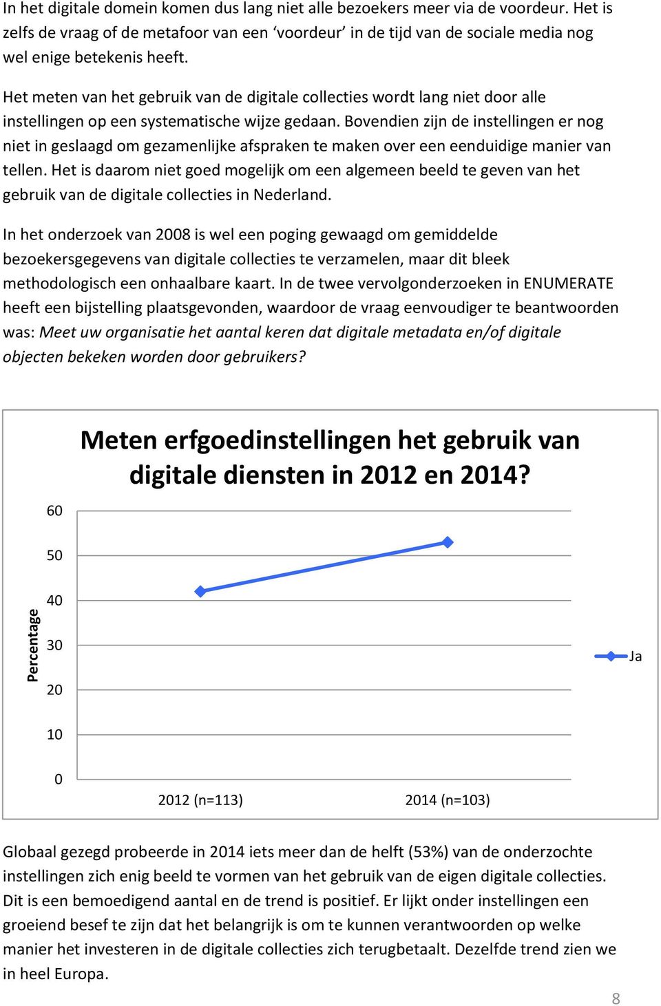 Het meten van het gebruik van de digitale collecties wordt lang niet door alle instellingen op een systematische wijze gedaan.