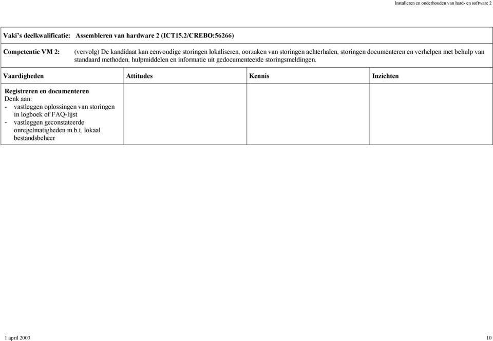 achterhalen, storingen documenteren en verhelpen met behulp van standaard methoden, hulpmiddelen en informatie uit