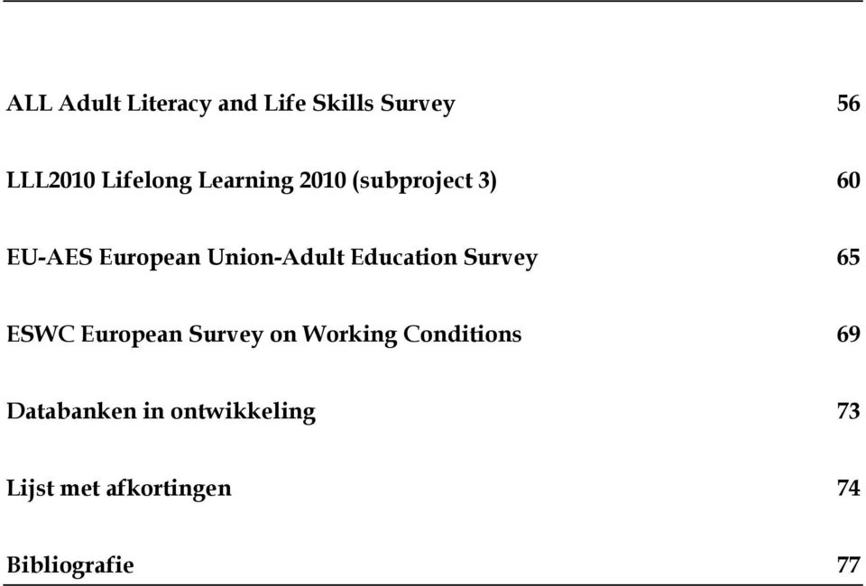 Education Survey 65 ESWC European Survey on Working Conditions