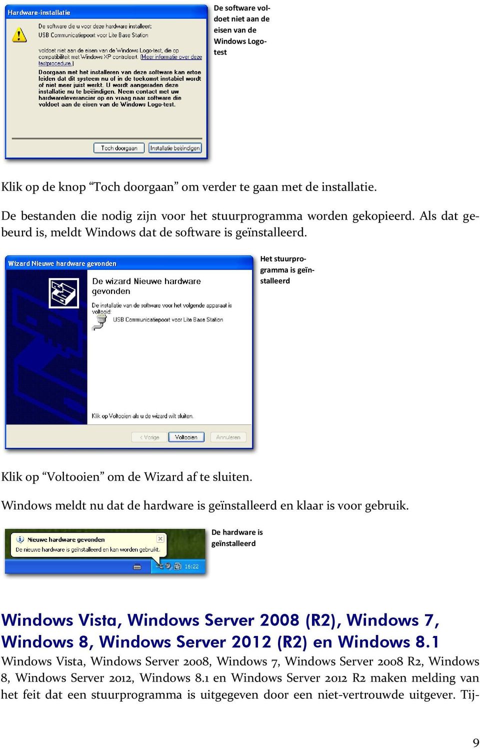 Windows meldt nu dat de hardware is geïnstalleerd en klaar is voor gebruik.