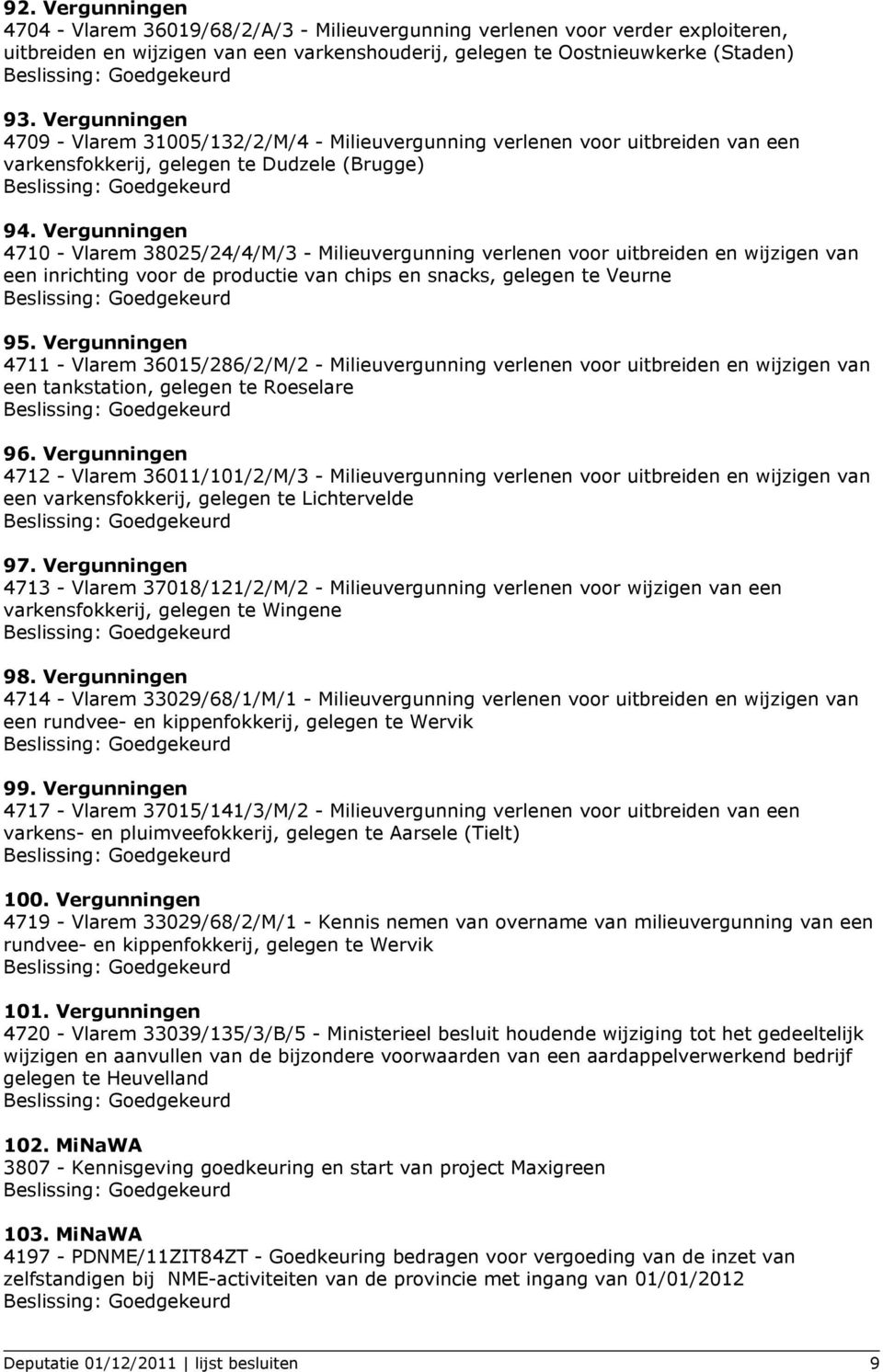 Vergunningen 4710 - Vlarem 38025/24/4/M/3 - Milieuvergunning verlenen voor uitbreiden en wijzigen van een inrichting voor de productie van chips en snacks, gelegen te Veurne 95.