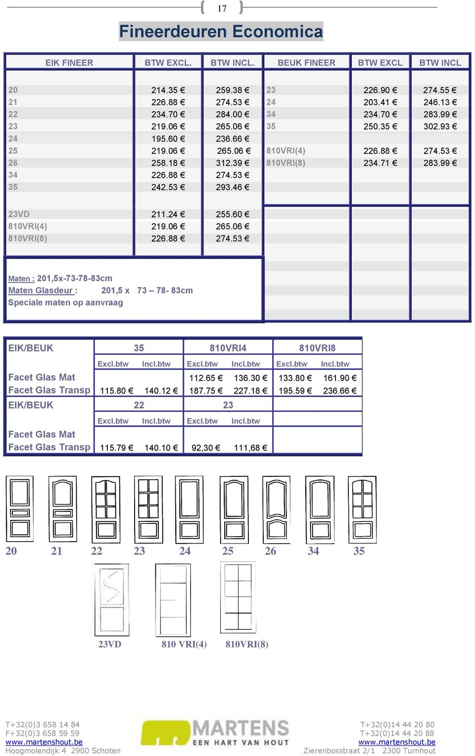 88 274.53 Maten : 201,5x-73-78-83cm Maten Glasdeur : 201,5 x 73 78-83cm Speciale maten op aanvraag EIK/BEUK 35 810VRI4 810VRI8 Excl.btw Incl.btw Excl.btw Incl.btw Excl.btw Incl.btw Facet Glas Mat 112.