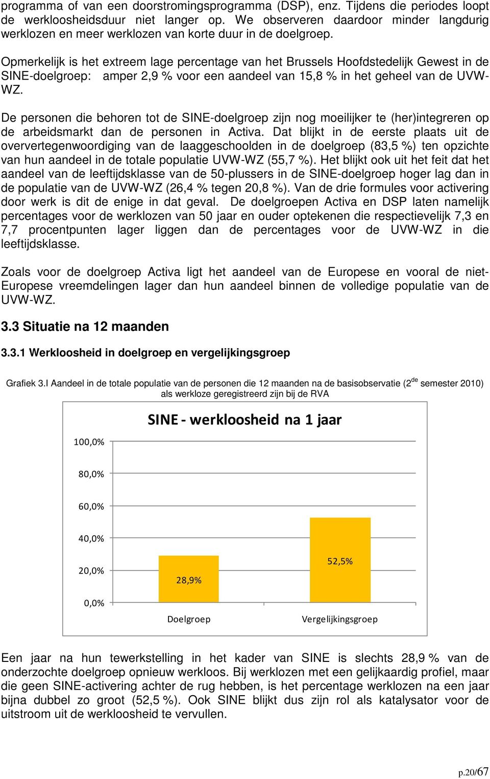 Opmerkelijk is het extreem lage percentage van het Brussels Hoofdstedelijk Gewest in de SINE-doelgroep: amper 2,9 % voor een aandeel van 15,8 % in het geheel van de UVW- WZ.