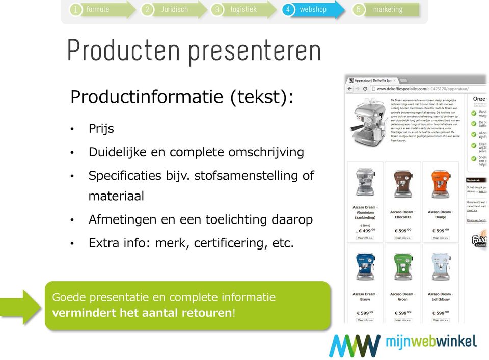 stofsamenstelling of materiaal Afmetingen en een toelichting daarop