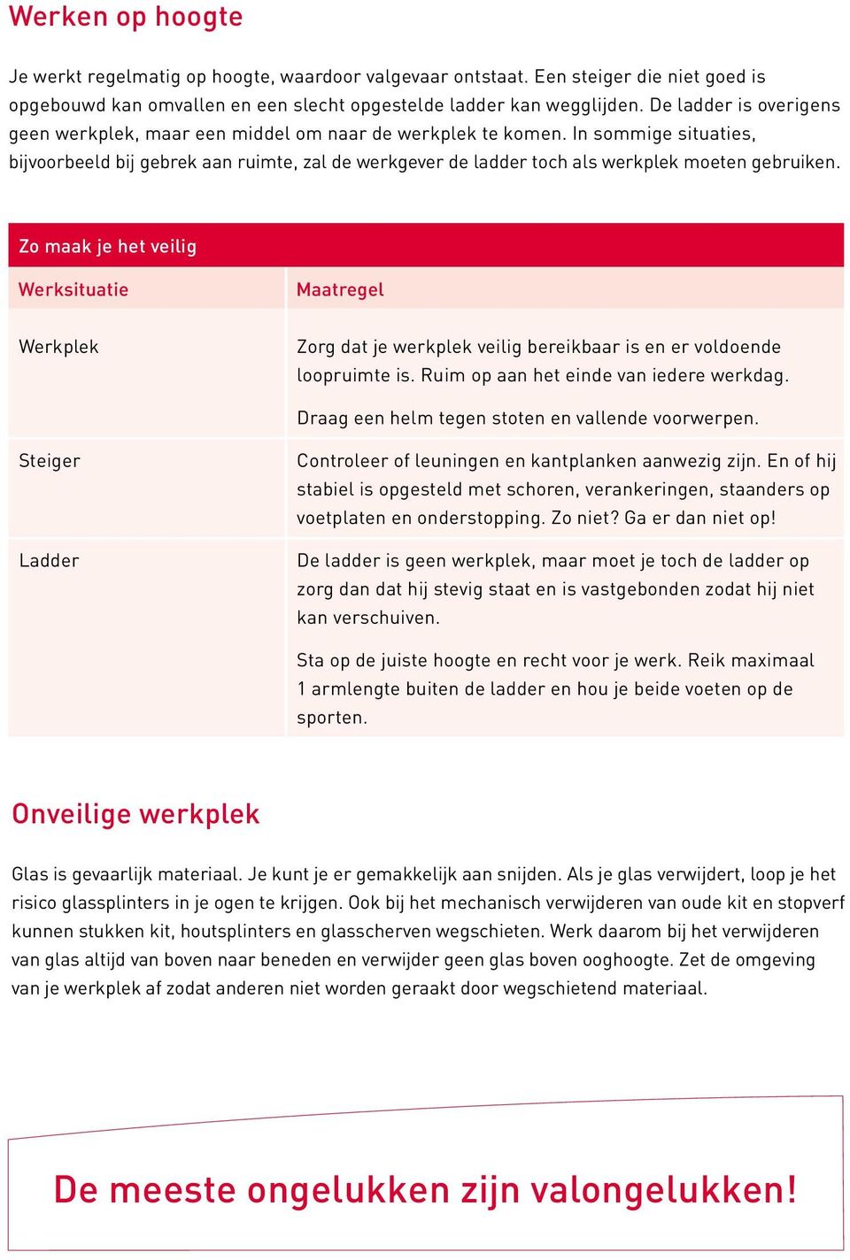 In sommige situaties, bijvoorbeeld bij gebrek aan ruimte, zal de werkgever de ladder toch als werkplek moeten gebruiken.