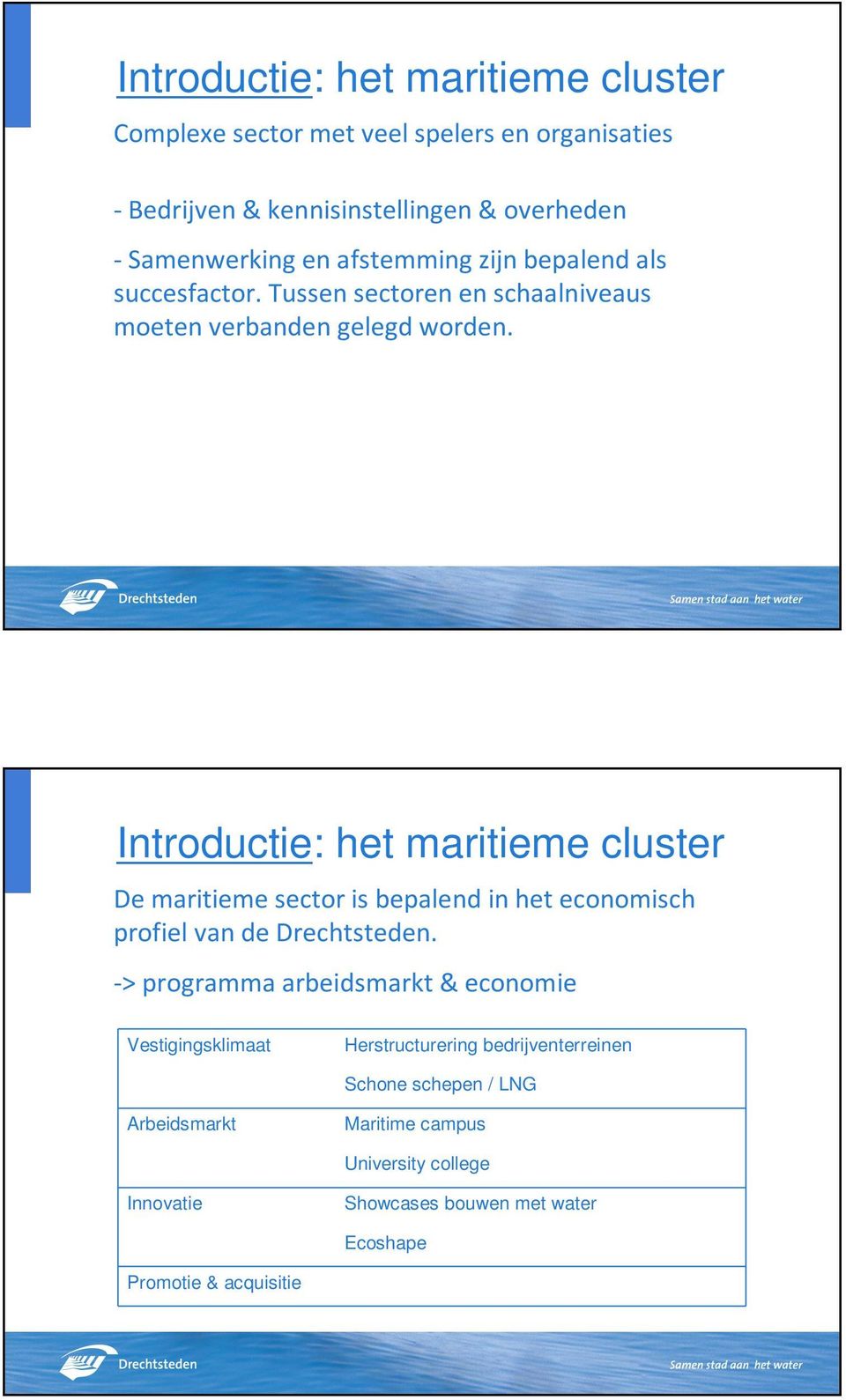 Introductie: het maritieme cluster De maritieme sector is bepalend in het economisch profiel van de Drechtsteden.