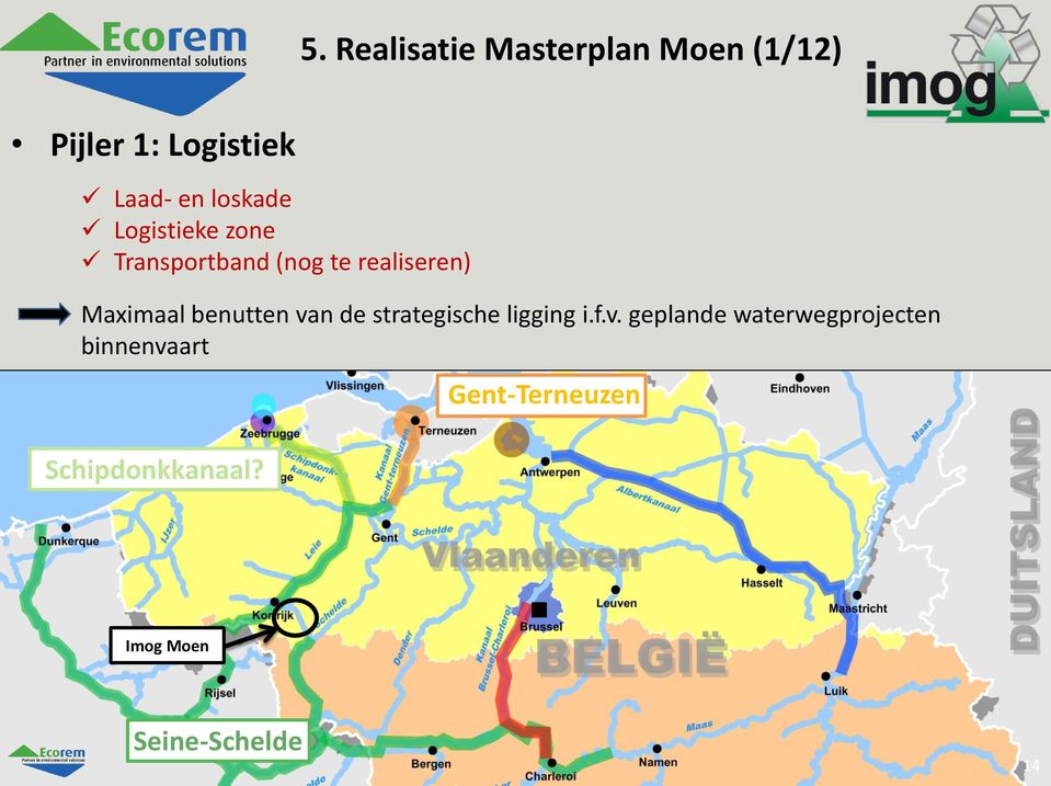 n de strategische ligging i.f.v. geplande waterwegprojecten binnenvaart Schipdonkkanaal?