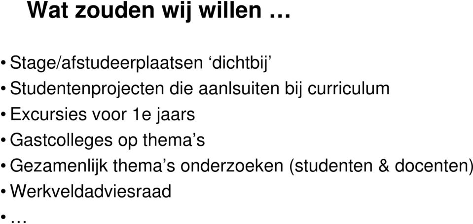 Excursies voor 1e jaars Gastcolleges op thema s