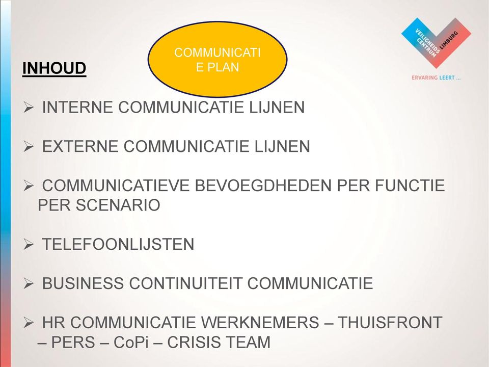 PER SCENARIO TELEFOONLIJSTEN BUSINESS CONTINUITEIT