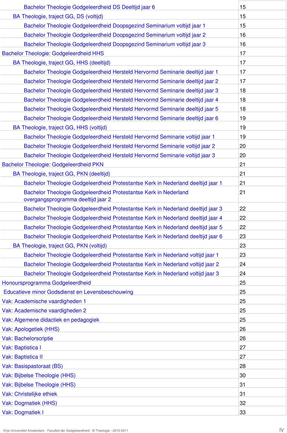 HHS (deeltijd) 17 Bachelor Theologie Godgeleerdheid Hersteld Hervormd Seminarie deeltijd jaar 1 17 Bachelor Theologie Godgeleerdheid Hersteld Hervormd Seminarie deeltijd jaar 2 17 Bachelor Theologie