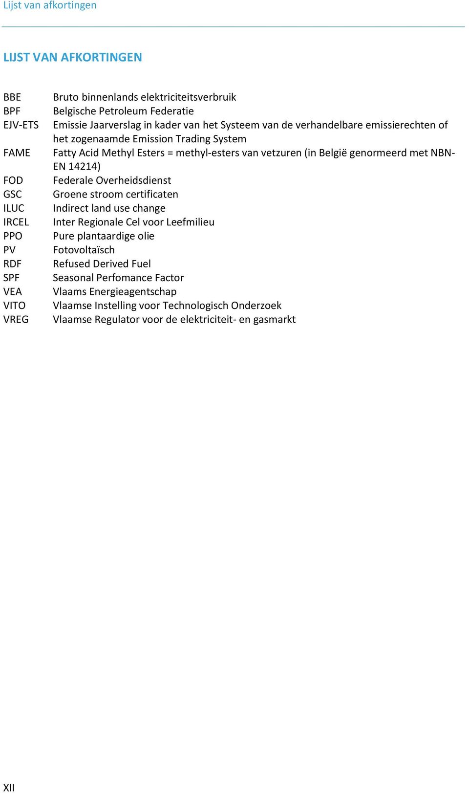 vetzuren (in België genormeerd met NBN- EN 14214) Federale Overheidsdienst Groene stroom certificaten Indirect land use change Inter Regionale Cel voor Leefmilieu Pure plantaardige