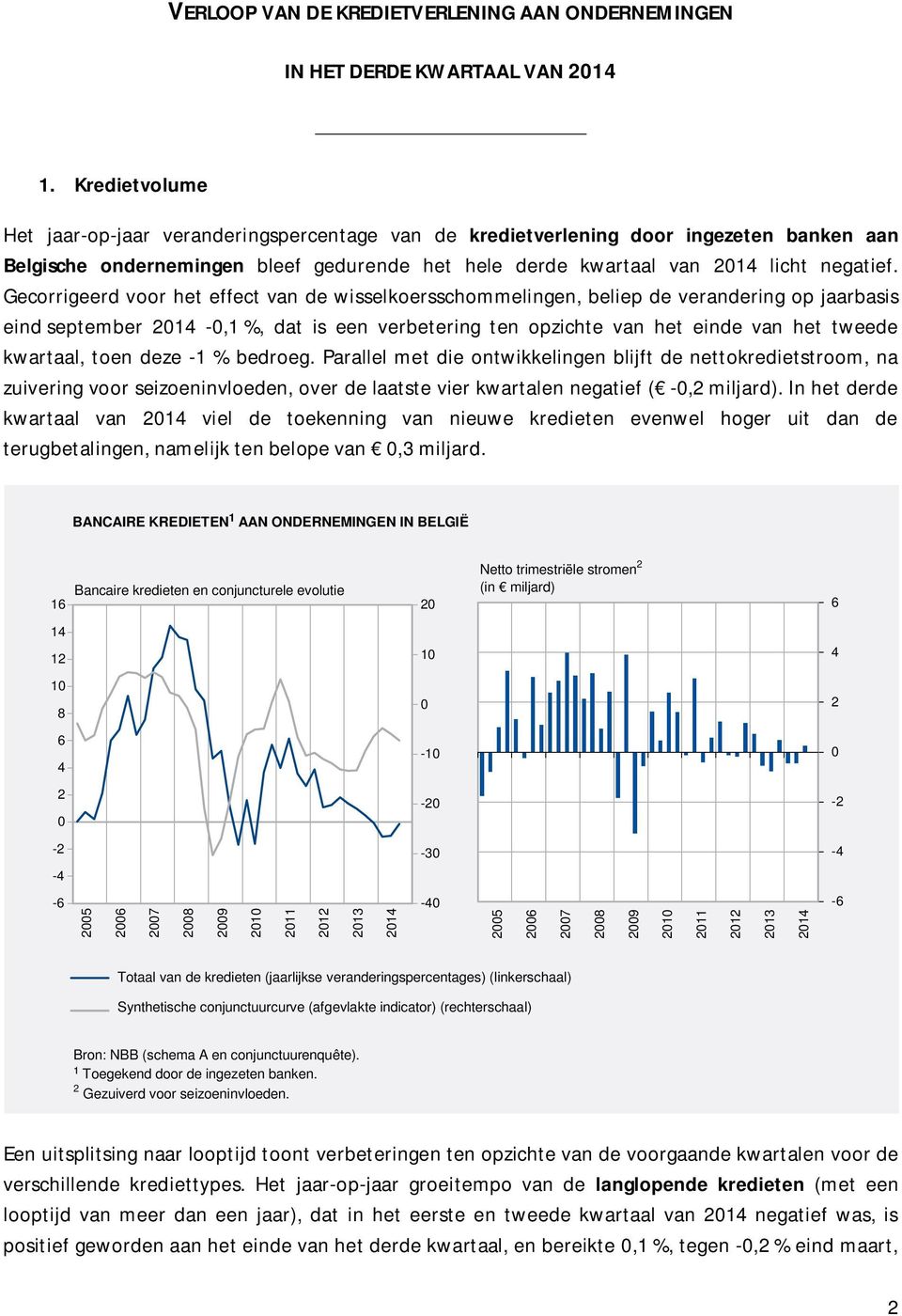 Gecorrigeerd voor het effect van de wisselkoersschommelingen, beliep de verandering op jaarbasis eind september 214 -,1 %, dat is een verbetering ten opzichte van het einde van het tweede kwartaal,