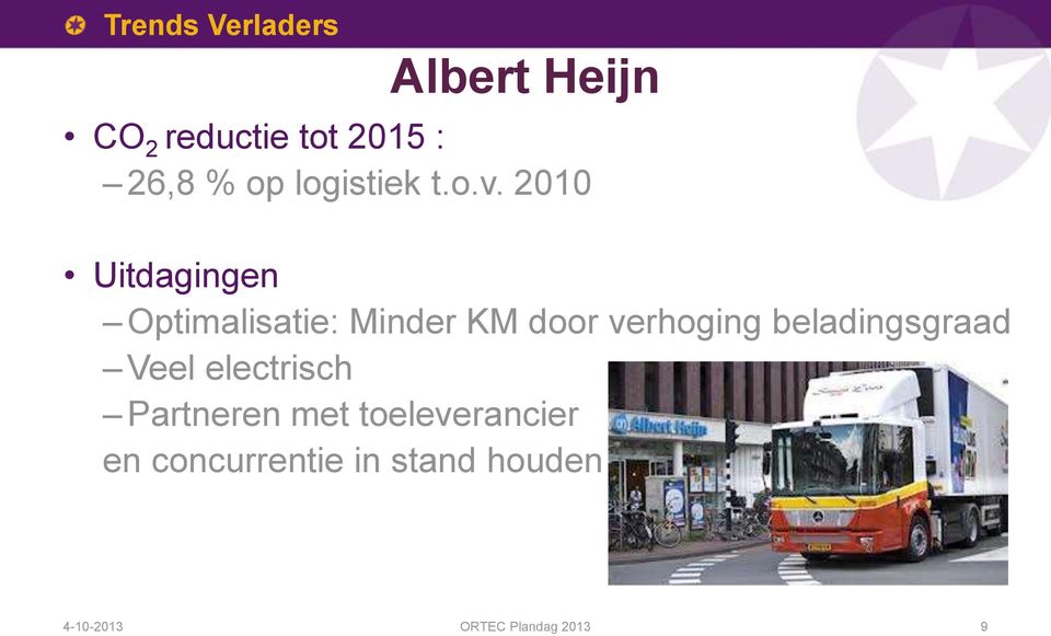 2010 Uitdagingen Optimalisatie: Minder KM door verhoging