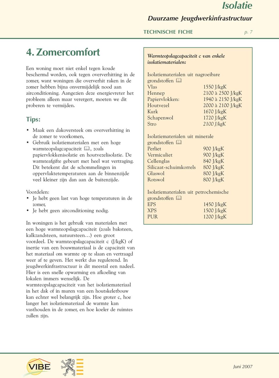 Isolatie. Duurzame Jeugdwerkinfrastructuur. Inleiding TECHNISCHE FICHE -  PDF Gratis download