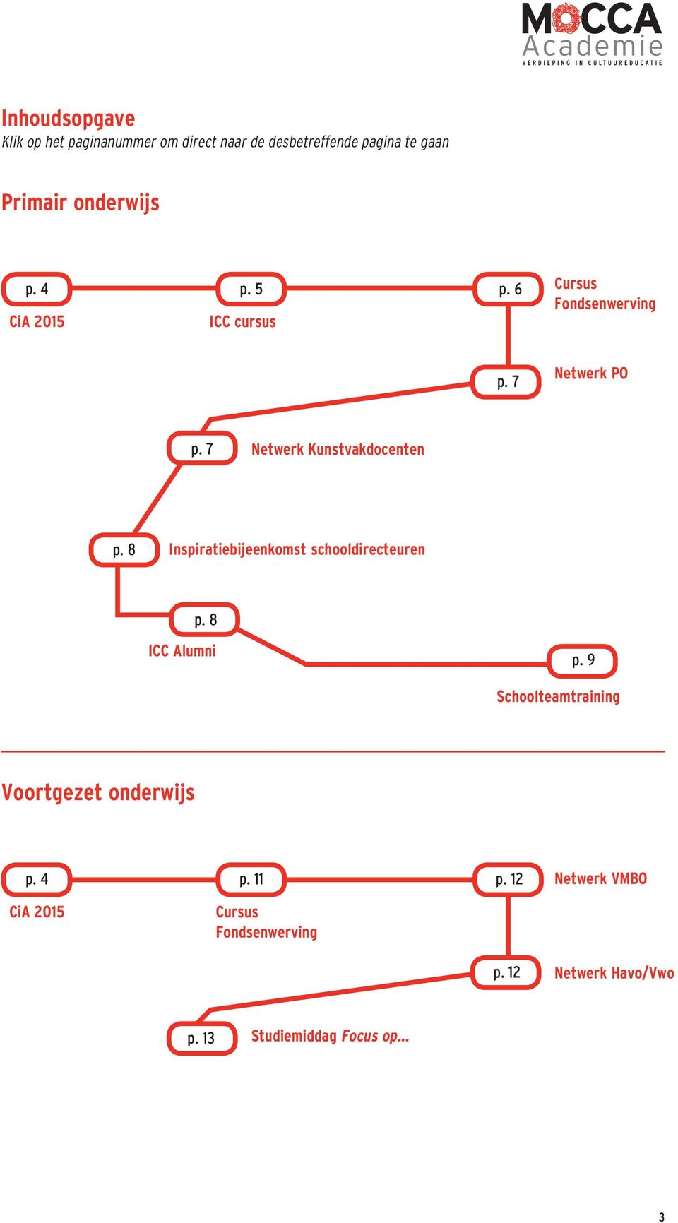 8 Inspiratiebijeenkomst schooldirecteuren p. 8 ICC Alumni p. 9 Schoolteamtraining Voortgezet onderwijs p.