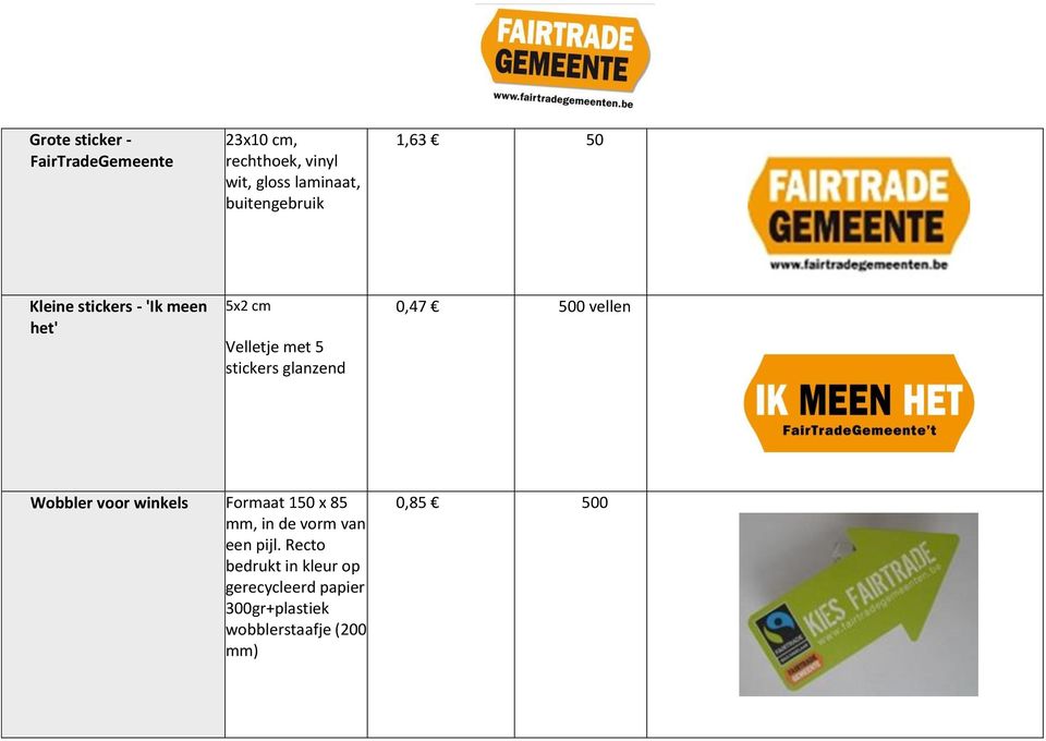 glanzend 0,47 500 vellen Wobbler voor winkels Formaat 150 x 85 mm, in de vorm van een