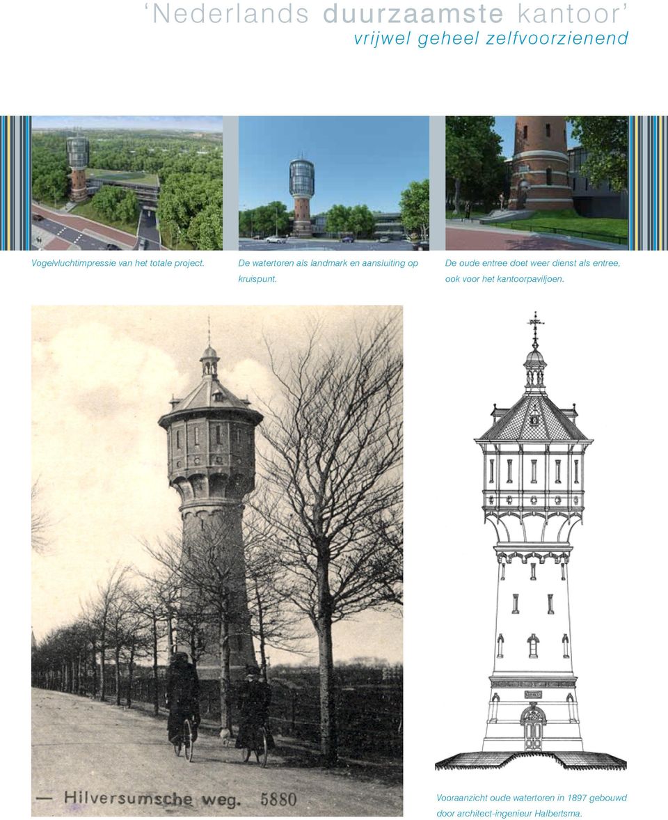 De watertoren als landmark en aansluiting op kruispunt.