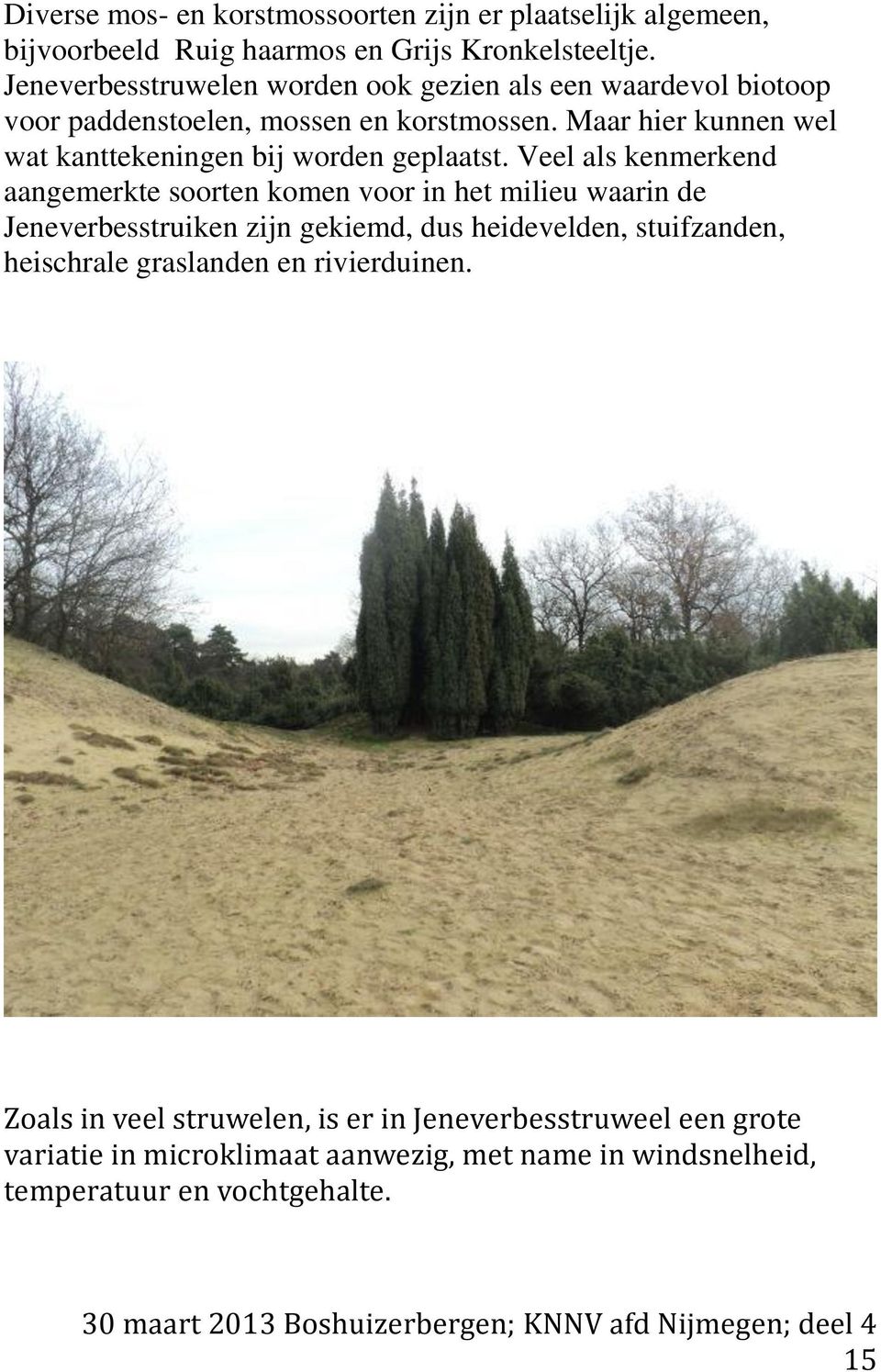 Veel als kenmerkend aangemerkte soorten komen voor in het milieu waarin de Jeneverbesstruiken zijn gekiemd, dus heidevelden, stuifzanden, heischrale graslanden en