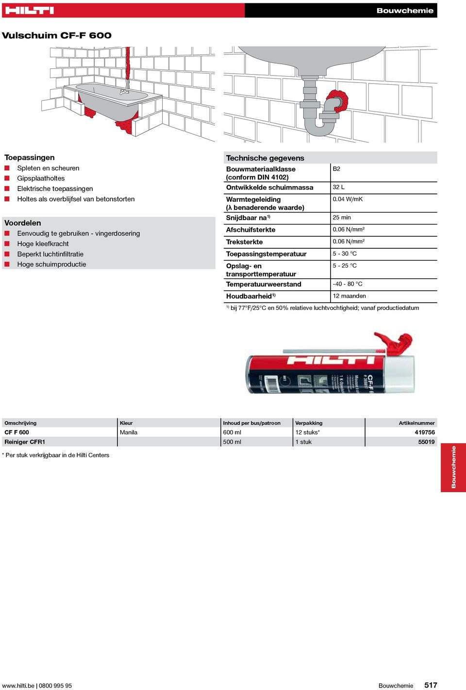 Warmtegeleiding (λ benaderende waarde) Treksterkte B2 32 L 0.04 W/mK 0.06 N/mm² 0.