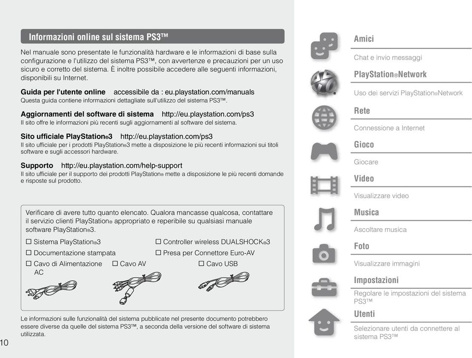 com/manuals Questa guida contiene informazioni dettagliate sull'utilizzo del sistema PS3. Aggiornamenti del software di sistema http://eu.playstation.