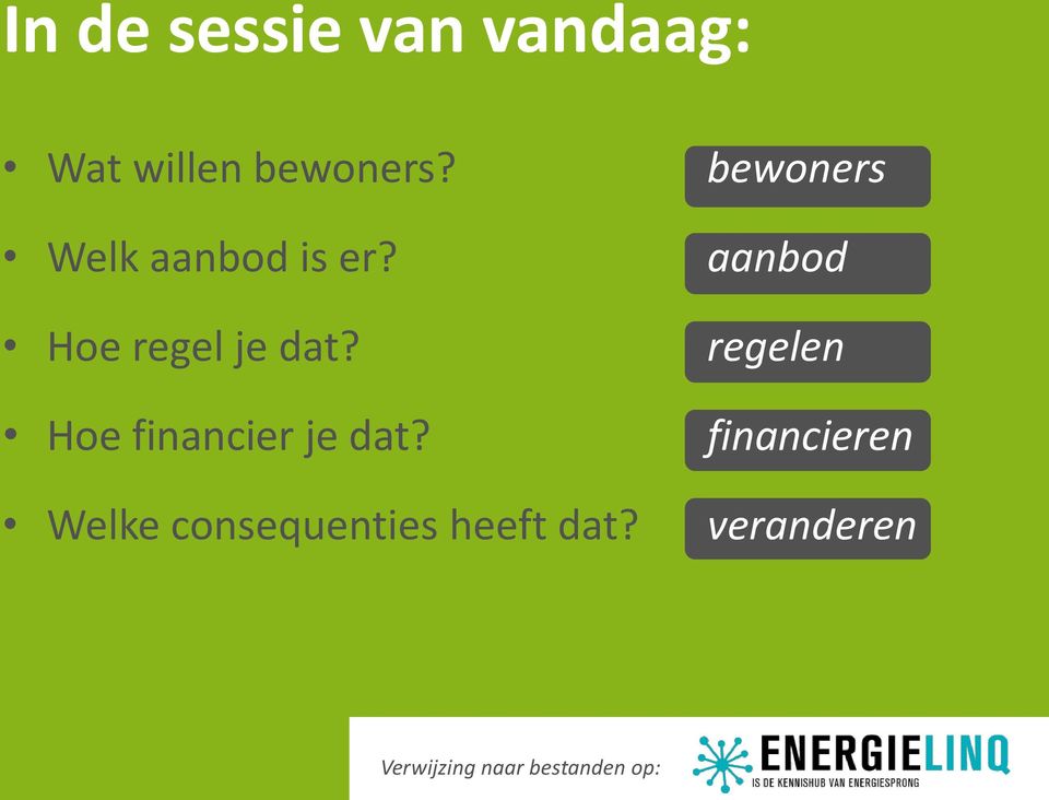 Hoe financier je dat? Welke consequenties heeft dat?